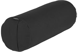 ‎BODHI Yoga- und Pilates-Bolster BASIC 65 x Ø 23 cm, schwarz, Yoga Hilfsmittel mit Kapok gefüllt, besonders leichte Yoga-Rolle mit Kapokfüllung