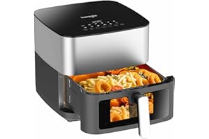 Iceagle Friggitrice ad Aria 9L XXL – 2000W Air Fryer con Doppia Resistenza | Friggitrice Senza Olio con Finestra, Funzione DIY, 12-in-1, Design in Metallo 360°, Display LED Ergonomico, Ricette