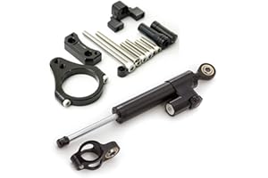 NICEDOLL Passend für Kugoo G-Booster, Scooter, Lenkungsdämpfer, CNC-Motorrad-Stabilisator, Lenkungsdämpfer, 50 mm, Klemmhalterung, Halterung, Schwarz