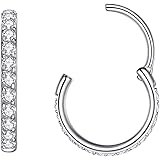 Popuhoops Nasenringe Zirkonia Nasenring Knorpel Ohrring Klar CZ Hoop Septumring Clicker 316L Chirurgenstahl Körperpiercing He