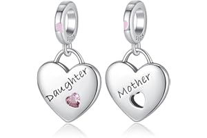 H.ZHENYUE Jewelry Family Heart Beads fit Bracelet Necklace for Woman Girls,925 Sterling Silver Pendant Beads with Cubic Zirconia,Happy Birthday Christmas Halloween Valentine's Day Gifts
