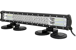 AUXTINGS Barra de luz LED 50 cm 20 pulgadas 288W con triple fila de inundación de punto LED +soporte de montaje imán para ventosa camión coche ATV SUV 4x4 Jp tractor de barco,12V 24V impermeable