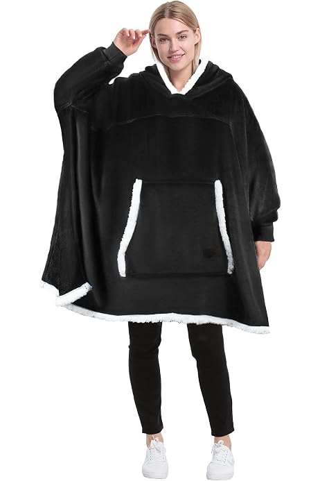 2 pezzi Coperta indossabile con cappuccio per adulti, pigiami oversize