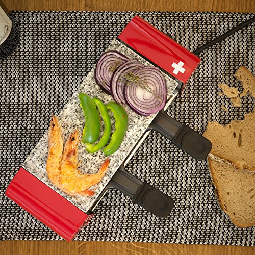 H.Koenig RP2 Raclette-Gerät für 2 Personen mit Steingrill, 350 W, rot - 6