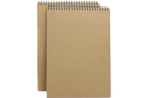 LACUSMALL Carnets de croquis A4-2 Pack-60 pages (30 feuilles) -160 g/m² -Couverture rigide en kraft- Portrait,papier à croquis épais,carnet de croquis pour étudiant et fournitures de dessin pour adultes