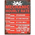 Mechanic Hourly Rate Funny Garage Sign Theme Retro style metal tin sign/plaque (10" x 8")