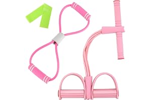 LIULINY Fotpedalmotståndsband, 8-format motståndsband och träningsband, 6 rör elastiskt dragrep, baktränare med elastiska band används för att sträcka magen är för fitness