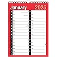 2025 Calendar 2 Column A3 Size 1 Month to view Easy View Twin-Wire Binding Spiral Bound Canender for Home Business Office School Run