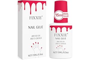 FIXXIE, FIXXIE Extra Strong Nail Glue (15 Gram X 1 Bottle) With Brush For Acrylic Tips Extra Strong Nail Glue For Stick On Fake Nails