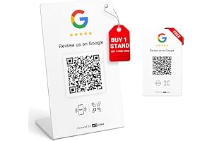 HotLabel Review Stand 1-Pack + 1 Review Card - White | Boosting Business Review, Supports 2 Different Stores or Same, No Subscription/Extra Fees, Supports editing & factory reset