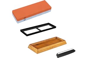 Nuzamas, pietra per affilare coltelli, alta qualità, a doppia faccia, grana 240/800, cote affila coltelli da cucina, base antiscivolo e guida angolare inclusa