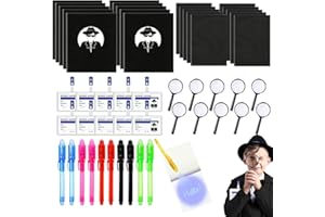 CLIUNT 50PCS Detektiv Set Kinder, Detektive Lupe Set, Detektiv Geburtstag Mitgebsel, Dedektivset Kinder mit Stift, Notizbuch, Agent Brille, Detektivausweis mit Clip & Lupen, Detektiv Kindergeburtstag