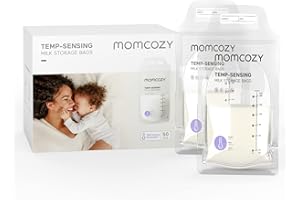 momcozy Worki do przechowywania mleka matki, wykrywające temperaturę, przebarwienia, worki do przechowywania mleka do karmienia piersią, jednorazowe torby do przechowywania mleka z samodzielnym