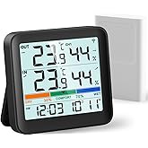 VOCOO Indoor Outdoor Thermometer Hygrometer Humidity Monitor Digital Temperature Gauge Meter Weather Stations with LCD Backli