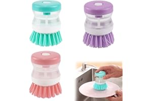 KORSAOT Brosse Vaisselle avec Reservoir, 3 Pièces Brosse Vaisselle avec Distributeur de Liquide, Brosse a Vaisselle pour Nettoyer La Vaisselle, Les Casseroles, évier de Cuisine