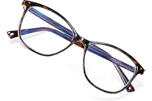 Madison Avenue Okulary damskie z filtrem niebieskiego światła, TR90, do pracy przy komputerze, z metalowym zawiasem, zero dioptrii, Brązowa patt, m