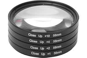 OUMIJ1 Kit de Filtre D'objectif Macro en Verre Optique Close Up +1 +2 +4 +10 Kit de Filtre D'objectif 58 mm pour Appareils Photo Canon/Nikon/Sony