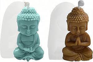Peiyee 2 PièCes Moule Silicone Pour Bougie En Cire,Moule à Bougie En Silicone Bouddha,Moule à Savon Fait Main Bricolage Moule En Silicone Pour DéCoration GâTeau,Savon,Artisanat