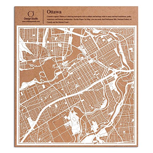 Ottawa Recortes de papel del mapa Blanco 30x30 cm Arte de papel