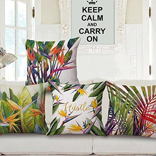 Tropical plants serial Cotton Linen Square Decorative Throw Pillow Case Cushion Cover 18 x 18 inches(1 pack of 4)