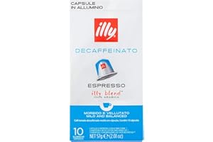illy Coffee Nespresso Compatible Capsules, Decaf, Aluminium Coffee Capsules, Pack of 10
