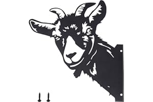 SUPERDANT Chèvre en Métal Art Peeking Goat Ornement Animal Yard Art Farm Watching Chèvre Métal Wall Art Metal Yard Art Sign Métal Fer Ferme Jardin Décor