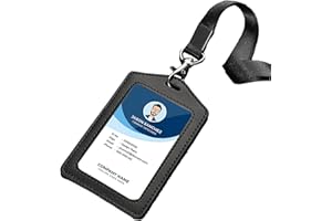 Meekye Set di 1/2 Porta Badge PU Cordino, Porta Badge da Collo, Porta Tesserino per Carte di Credito, ID Lavoro, Carta D'identità, Carta Studente, Ufficio Badge Holder