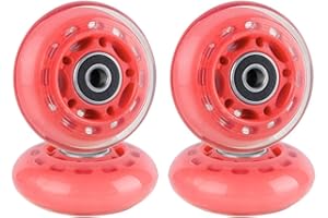 AOWESM 64mm Inline Skate Wheels w/Bearings ABEC-9 for Blades Roller Skates, Pelican Storm Case, Roller Board Bag, Carry-on Luggage Suitcase, Water Rower Seat, Steady Rest Wood Lathe (4 Pack) (Red)