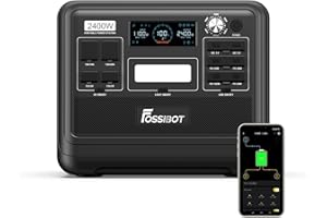 FOSSiBOT F2400 Estacion de Energia Portatil, 2048Wh LiFePO4 Batería con 3 salidas AC 2400W (4800W Pico), 0-80% en 1,5 horas, Generador Solar Portatil para Camping, Viajes, Cortes de Electricidad