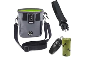 ANDIKER Custodia per cani, borsa da allenamento leggera all-in-one per animali domestici con clicker da allenamento e borse ecologiche biodegradabili per cacca
