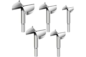 HIKENRI Forstner - Set di 6 punte da trapano Forstner, per legno, gruppo di foratura professionale con punta di centraggio da 10 mm, 15 mm, 20 mm, 25 mm, 30 mm, 35 mm