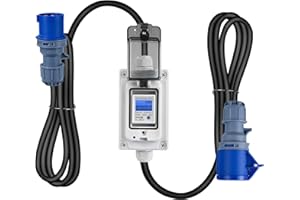 Jadeshay Electric Meter, Mobile Digital Electricity Meter 230V 16A Waterproof Power Consumption Meter with Reset for RVs Motorhomes,with Industrial Plug/Rubber Cable (Color : Blue)