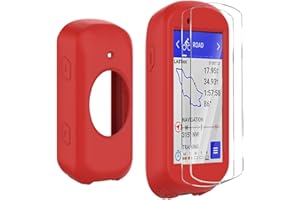 Moorovgi Coque de Protection Silicone +2 Pièces Verre Trempé Compatible avec Garmin Edge 830,Film de Protection écran Protecteur GPS Accessoire Compteur Vélo pour Garmin Edge 830 (Rouge)