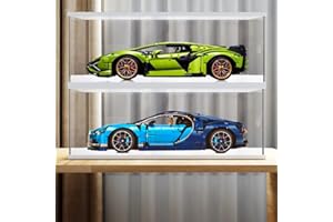 JOODYYOO Joody 2 étagères Vitrine Boîtes en Acrylique Transparentes pour modèles réduits de Voitures à l'échelle 1:8, Grande vitrine de Collection de Jouets, Cube de Rangement Anti-poussière pour comptoir