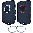 RUNZUIE 2Pcs Silicone 4 Buttons Smart Remote Key Fob Cover Compatible with 2021 2020 2019 2018 2017 Volvo XC90 V90 XC70 V70 C30 S80 S90 S60 YGOHUF8423 Black/Black with Red