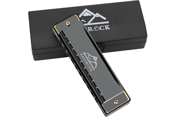EastRock Blues Armónica Órgano de boca 10 agujeros C llave con estuche, armónica diatónica para jugadores profesionales principiantes, regalos para estudiantes, amigos, adultos negro
