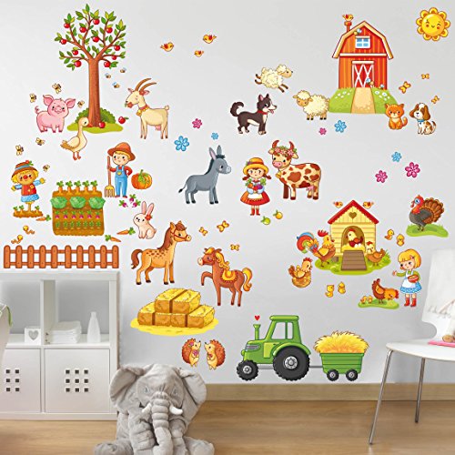 Preisvergleich Produktbild Bilderwelten Wandtattoo Großes Bauernhof-Set Wandtattoo Wandsticker Kinderzimmer Illustration, Größe: 40cm x 60cm