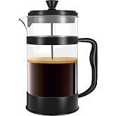 KICHLY French Press Coffee Maker - Portable Triple Filter - Heat Resistant Glass with Stainless Steel Housing - Large Home Ca