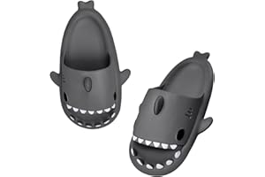bolukets Unisex Cute Shark Sliders for Women and Men Quick Dry Open Toe Cloud Shower Sandals Pillow Beach Slippers for Indoor & Outdoor