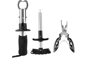 QWORK® 3 Pièces Outils de Pêche, Pinces de Pêche Acier Inoxydable, Extracteur d'hameçons avec EVA Poignée, pour Pêche en Eau Douce et Salée