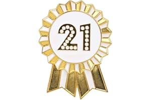 Talking Tables Gold 21st birthday Badge Reusable Metal Enamel Rosette, Happy Birthday Badge for Girls & Boys, Fun Party Milestone Accessory, Ideal Keepsake, For Adults & Children, 4.5 cm