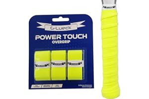 G-Lueck Lot de 3 surgrip Tennis Power Touch Overgrip (très adhérent et Durable) - 0,60 mm d'épaisseur - pour Padel, Badminton, Squash - avec Bande de Finition autocollante - Antidérapantes