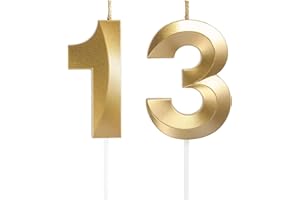 QIKAARA Geburtstagskerzen Zahlen 13/31, Gold Geburtstag Kerzen, Zahlenförmige Kerze, 3D Tortendeko, kuchen Dekoration für Geburtstag Party, Hochzeiten, Firmenfeiern, Jubiläen, Birthday Candle Nummer 13/31