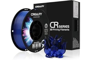 ‎CREALITY Oficjalny filament PETG 1,75 mm, Creality PETG do drukarki 3D, szpula 1 kg, nie plączą się, dokładność wymiarów +/- 0,03 mm, pasuje do większości drukarek 3D FDM (przezroczysty, niebieski)