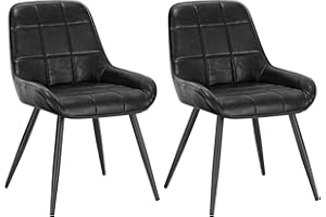 ‎WOLTU WOLTU Esszimmerstühle 2er Set, Polsterstuhl Kunstleder, Küchenstuhl gepolstert, Akzentstuhl für Wohnzimmer Schlafzimmer Küche, ergonomischer Stuhl mit Rückenlehne, Schwarz, BH332sz-2