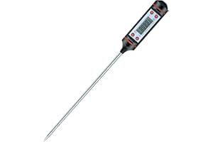 AMIR Thermometre de Cuisson, Thermomètre de Cuisine Numérique, Lecture Instantanée 3 Secondes, 5.9inch Sonde INOX, Thermometre Cuisson Sonde pour Patisserie, Culinaire, Lait, Viande, etc (Noir)