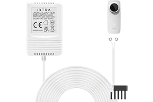 IXTRA Doorbell Transformer, 24V 500MA AC/AC Power Adapter for Ring Video Doorbell, 8M C Wire Adapter Compatible with Thermostat for Ecobee, Sensi and Honeywell, UK Plug 8m Long Cable