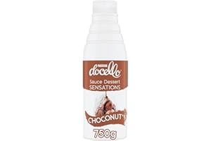 NESTLÉ DOCELLO Sauce Sensation Choconut - Sauce Dessert Chocolat-Noisette - Cacao Certifié Rainforest Alliance - Aide à la Pâtisserie, Topping, Nappage Gâteau, Coulis - Bouteille Squeeze - 750g