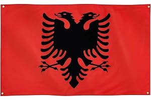 Runesol Albaniens Flagga, 91x52cm, 3ft x 5ft, 4 Ringar, Flamuri i Shqipërisë, Premium Flaggor, Inomhus, Utomhus, Ljusa Färger