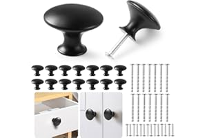FHISKUNYU Czarne gałki meblowe, 30 mm, zestaw 14 sztuk z nowoczesnym i vintage designem, w komplecie ze śrubami. Idealne do szuflad, szaf, mebli, szafek kuchennych oraz szaf na ubrania.